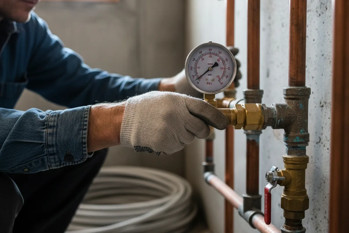 Pressure testing a repaired line during Water Line Repair in Ilion